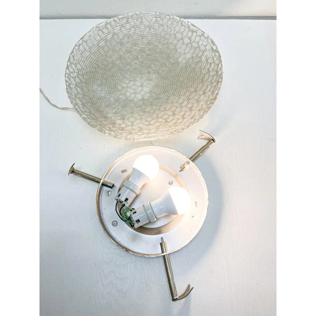Large Mid-Century Textured Glass Flush Mount Ceiling Lamp from Hustadt Leuchten, 1970s For Sale - Image 6 of 8