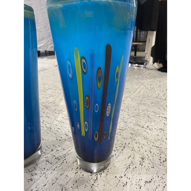 1970s Vintage Murano Art Glass Vase Millifiore Glass Attrib Dino Martens Lot of 2 For Sale - Image 5 of 6