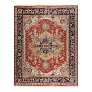 6x9 Traditional Coral Geometric Medallion Hand Knotted Wool Carpet Rug For Sale