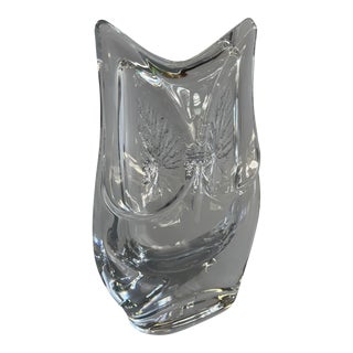 1970s Vintage Daum France Crystal Owl Figurine For Sale