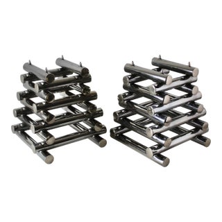 Paul Mayen Style Chrome Tubular Stacked Side Tables Vintage-a Pair For Sale