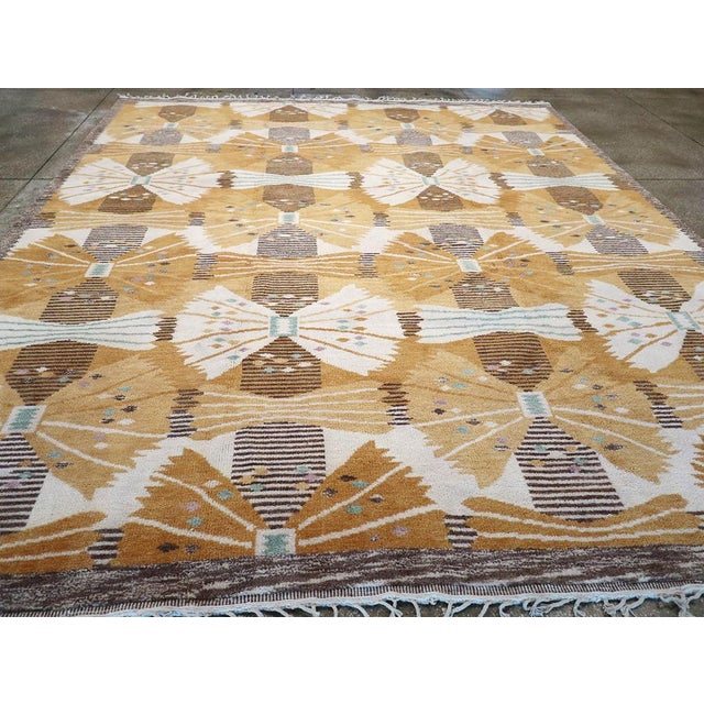 Gold Galerie Shabab Collection Late 20th Century Scandinavian Rya After Park, Gul by Barbro Nilsson For Sale - Image 8 of 10