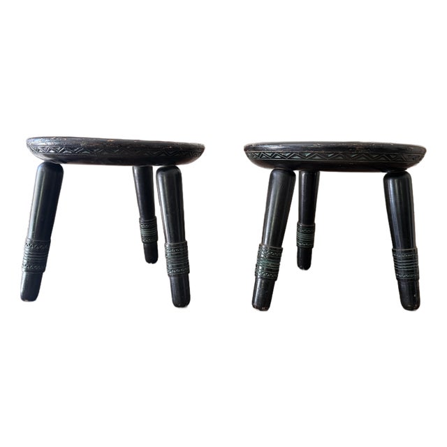 Pair of Attributed Ettore Zaccari Coffee Table Stools C1910 Italy For Sale