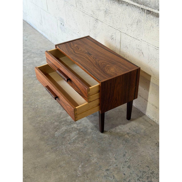 Mid-Century Modern Rosewood Small Dresser Wooden Nightstand Compact Dresser Mid-Century Modern 1960s For Sale - Image 3 of 12