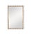 Antique brass metal frame with square, white enameled accents and decorative metal flourishes with clear mirror Materials:...