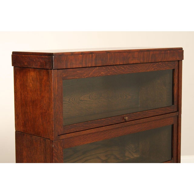 Wood Antique Oak Four-Stack Barrister Bookcase For Sale - Image 7 of 12
