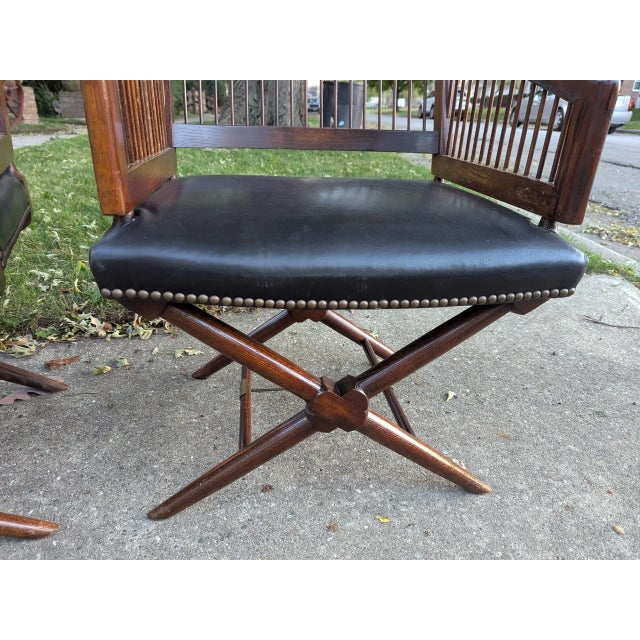 Wood 1940's Bankers/ Campaign Chairs For Sale - Image 7 of 11
