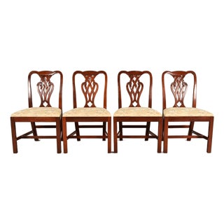 Baker Furniture Georgian Carved Mahogany Dining Chairs, Set of Four For Sale