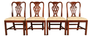 Baker Furniture Georgian Carved Mahogany Dining Chairs, Set of Four