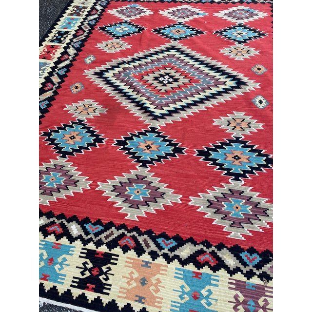 Turkish Large Vintage Kilim Turkish Rug For Sale - Image 3 of 9