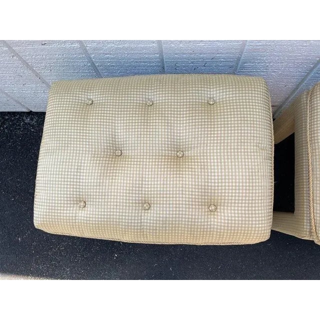 1960s Pair of Billy Baldwin Style Silk Pillow Top Ottomans or Stools For Sale - Image 5 of 13