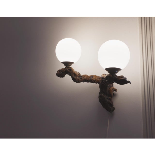 Vintage Brutalist Double Opaline Lighting Wall Light, 1950s For Sale - Image 14 of 18