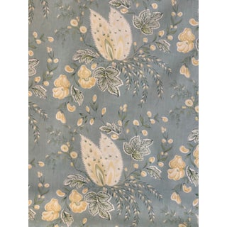 Suzanne Tucker Hatley Linen Fabric in Aqua 3 1/2 Yards For Sale