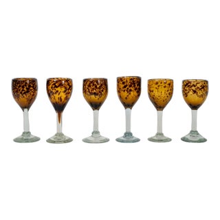1950s Mid-Century Italian Handblown Glass Goblets - Set of Six For Sale