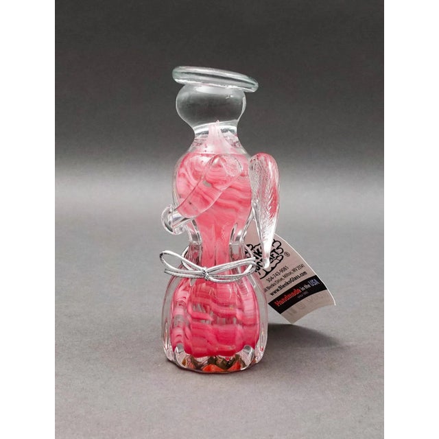 Vintage Blenko Angel Pink Swirl Hand Blown Art Glass Figurine Sculpture For Sale In Miami - Image 6 of 8