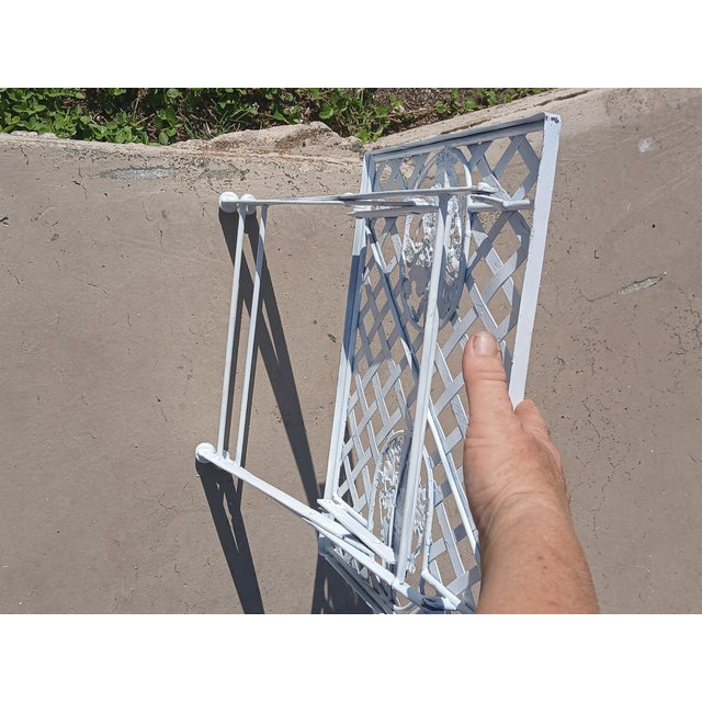 1950s 1950s Mid Century Wrought Iron Fold Up Table With Flower Vases Pattern For Sale - Image 5 of 8