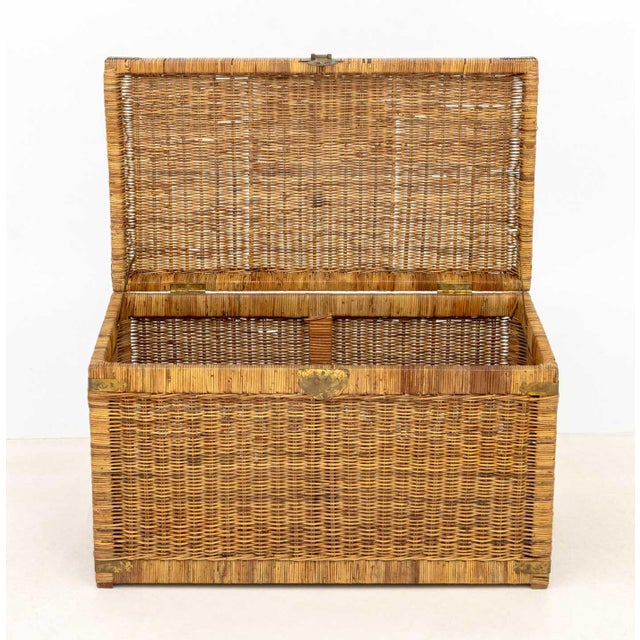 Chinese Brass Mounted Woven Wicker Chest For Sale - Image 4 of 9