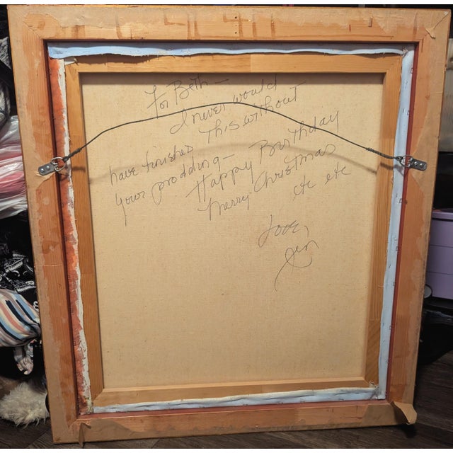 Vintage Signed J. Carr Oil Painting White Roses & Hydrangeas in Blue Chinoiserie Vase, Ornate Gilt Frame For Sale In Phoenix - Image 6 of 6