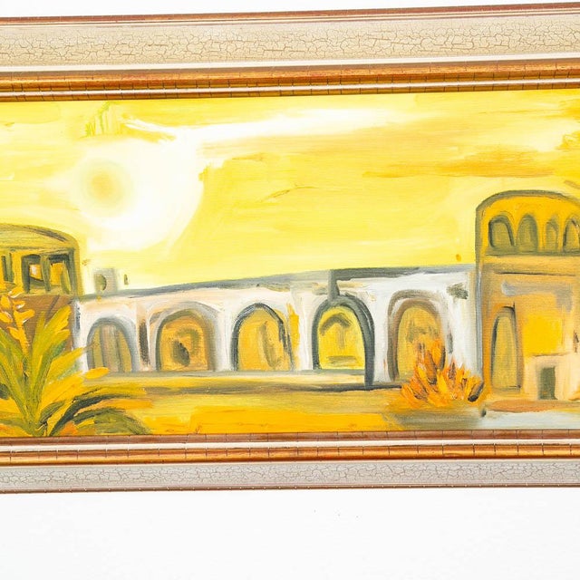 Mid Century Modern Painting Art Abstract Landscape Frame Cityscape Abstract MCM For Sale In Sacramento - Image 6 of 12
