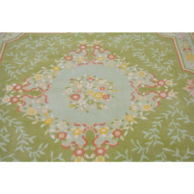 Art Deco Vintage Chinese Art Deco Knotted Wool Rug, 4'10''x4'9'' For Sale - Image 3 of 5