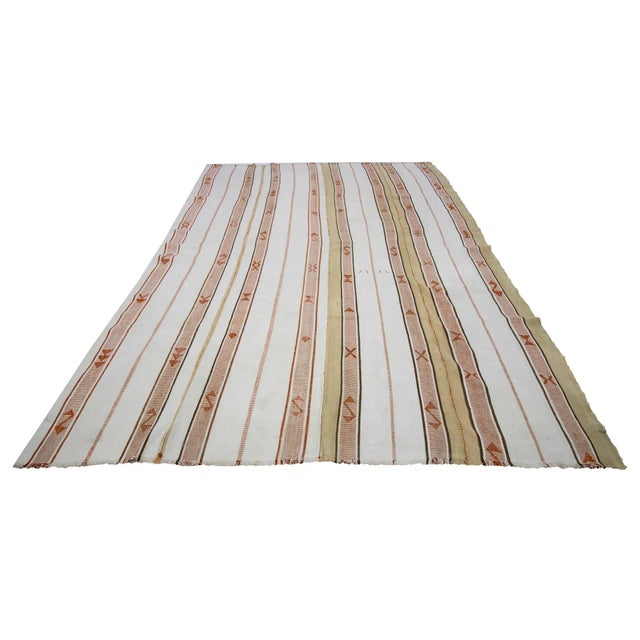 Vintage handwoven striped kilim rug from Adana region of Turkey. Approximately 50-60 years old. In very good condition