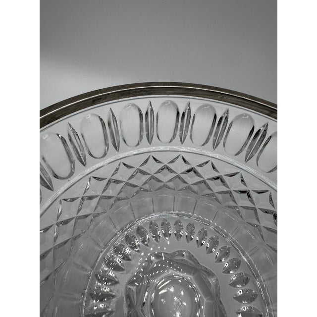 Vintage Heavy Cut Crystal, Silver Plated Rim For Sale - Image 11 of 11