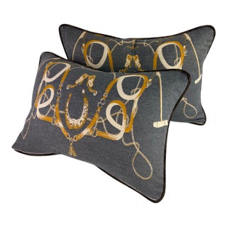 Handsome Cashmere Equestrian Pillows After Ralph Lauren/a Pair For Sale