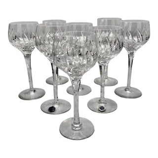 1930s Art Deco Stuart Crystal Contessa Hock Glasses - Set of 8 For Sale