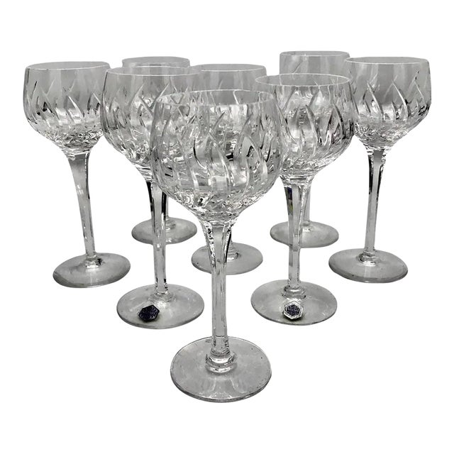 1930s Art Deco Stuart Crystal Contessa Hock Glasses - Set of 8 For Sale
