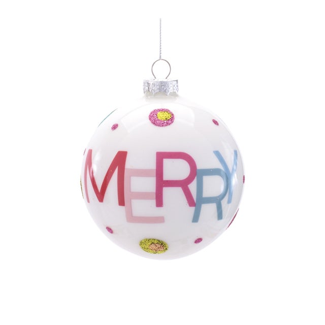 2020s Glass Merry and Joy Ornaments (Set of 6) For Sale - Image 5 of 7