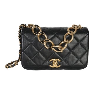 Black Quilted Lambskin Small Colour Match Flap Bag For Sale