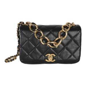 Black Quilted Lambskin Small Colour Match Flap Bag