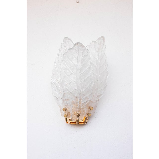 1970s Set of 4 Florence Murano Wall Light Transparent Leaves, 1970 For Sale - Image 5 of 13