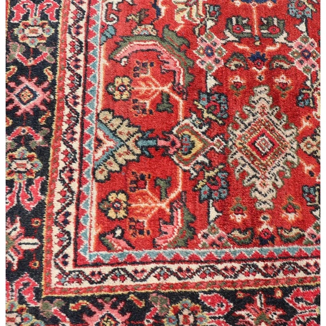 Textile Early 20th Century Antique Persian Mahal Rug With All-Over Sub-Geometric Design in Red Background For Sale - Image 7 of 13