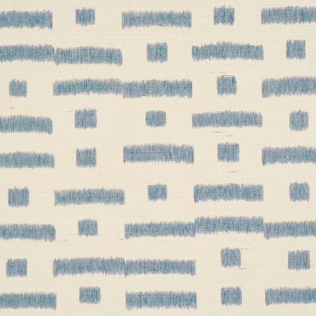 Contemporary Schumacher Abstract Ikat Sisal Wallpaper In Cadet For Sale - Image 3 of 5