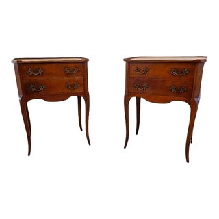 Antique Country French Provincial Louis XV Style Fruitwood Nightstands - A Pair For Sale