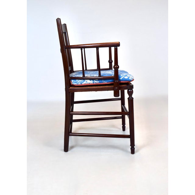 Antique Country Regency Cross Back Armchair With Brunschwig & Fils Cushion For Sale - Image 11 of 13