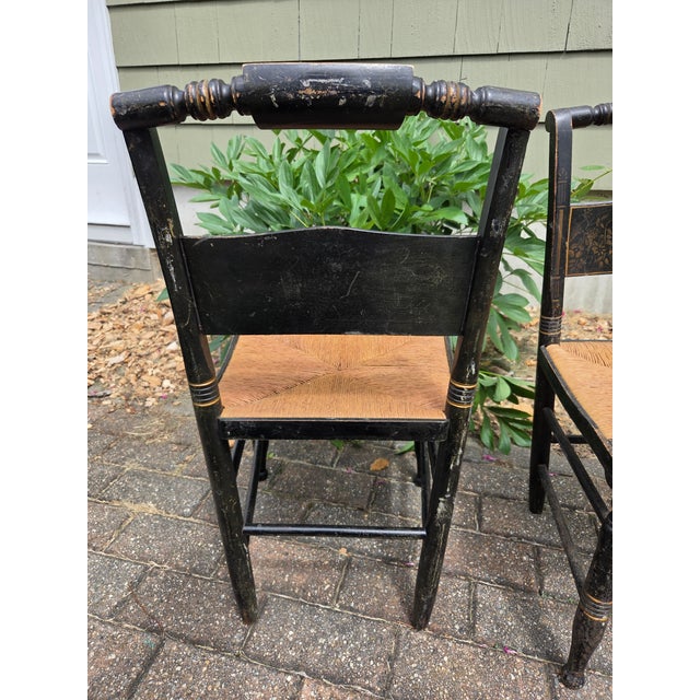 Pair of Antique Ladder Back Child Kid Woven Chairs For Sale - Image 10 of 15