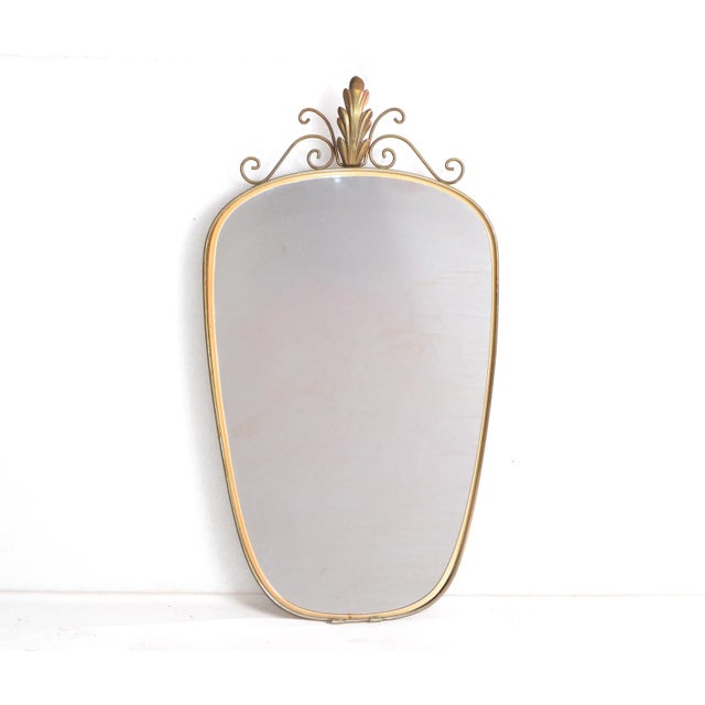 Italian Mid-Century Modern Brass Shield Mirror For Sale - Image 9 of 10