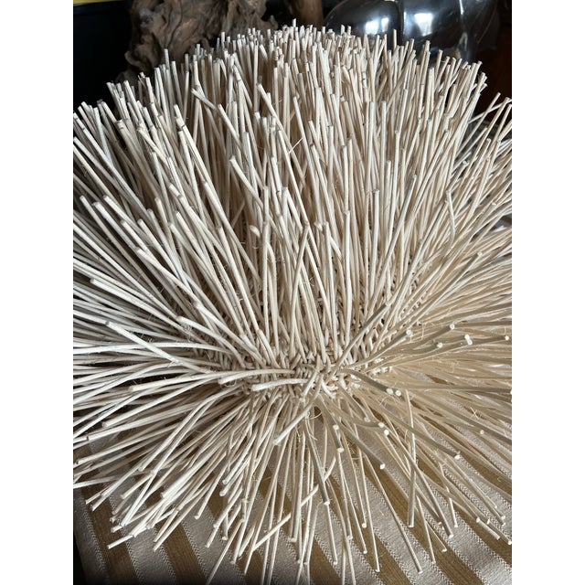 Boho Chic Coastal Hand Woven Bamboo Stick Basket Pendant Wall Light For Sale - Image 3 of 12