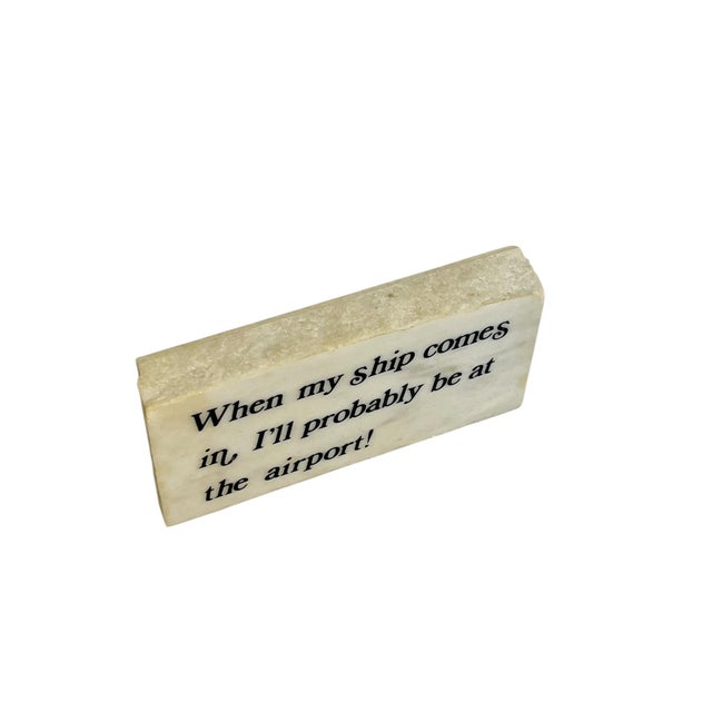 1980s Vintage Marble Desk Plaque With Humorous Saying, Mid-Century Accent For Sale - Image 5 of 9