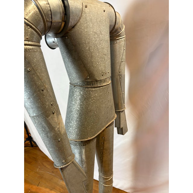 Gray Large-Scale Industrial Galvanized Steel Robot Sculpture, Folk Art For Sale - Image 8 of 12