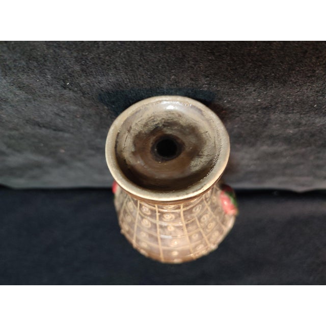 Chinese Ceramic Vase,Brown Glaze Porcelain Vase Hand Carved Spider Pattern For Sale - Image 12 of 12