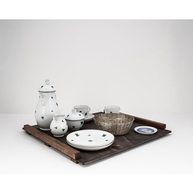 Green Biedermeier Mirabell Tête-À-Tête for Two on Wooden Tray from Fürstenberg, 1990s, Set of 12 For Sale - Image 8 of 18