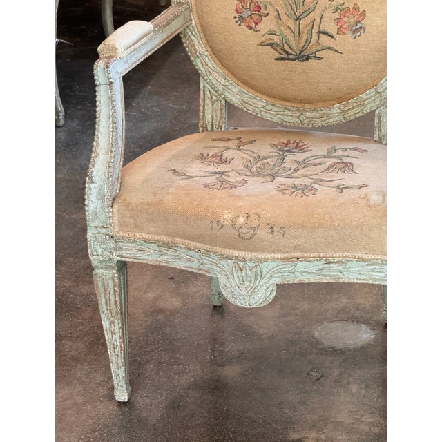 18th Century 18th Century Swedish Painted Armchair With Needlepoint Upholstery For Sale - Image 5 of 10