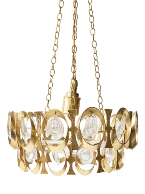 French Pendant in Gilded Metal and Glass