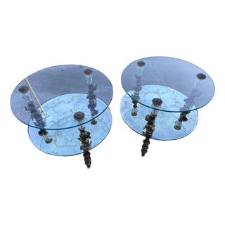 1940s Hollywood Regency Goran of Belgium End Table Set of Two Unmarked For Sale