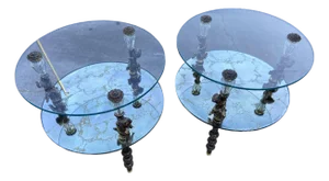 1940s Hollywood Regency Goran of Belgium End Table Set of Two Unmarked