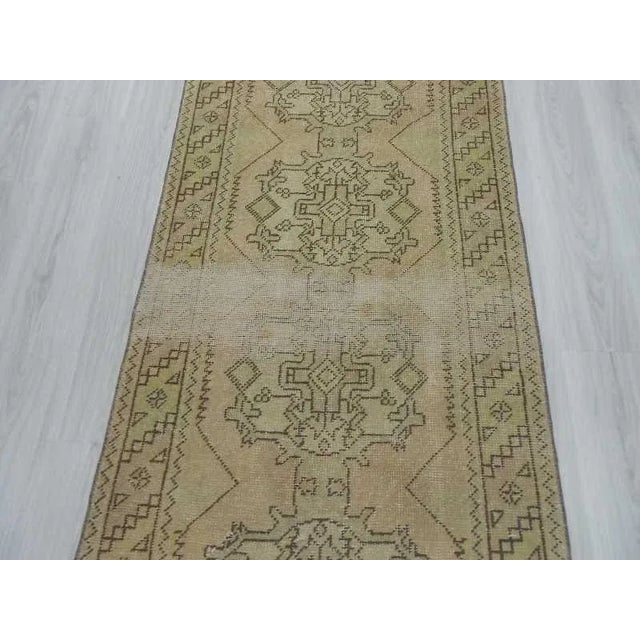 1960s Handknotted Vintage Distressed Washed Out Turkish Runner Rug - 3′2″ × 9′11″ For Sale - Image 5 of 6