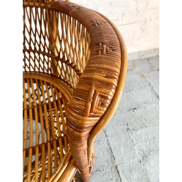 Vintage Italian Peacock Wicker Armchair, 1960s For Sale - Image 10 of 15